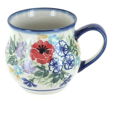 Blue Rose Polish Pottery Summer Garden Bubble Mug