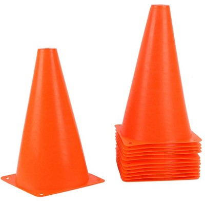 Juvale 12 Pack 9" Soccer Sports Training Traffic Cones, Agility Field Parking Safety Plastic Cones, Orange