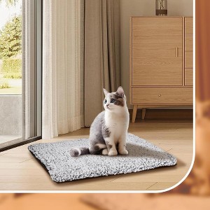 ZACHVO Self-Warming Pet Bed for Cats and Small Dogs, Plush Washable Mat with Anti-Slip Bottom – Light Gray - 1 of 4