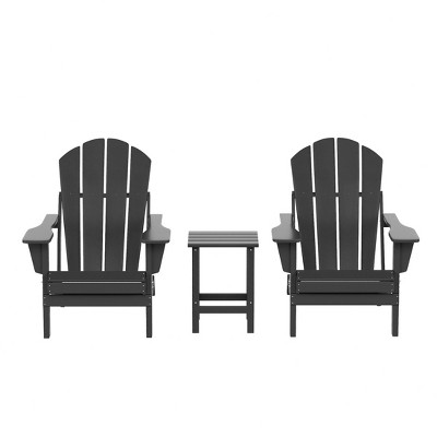 WestinTrends Malibu HDPE Outdoor Patio Folding Poly Adirondack Conversation Set (3-Piece)