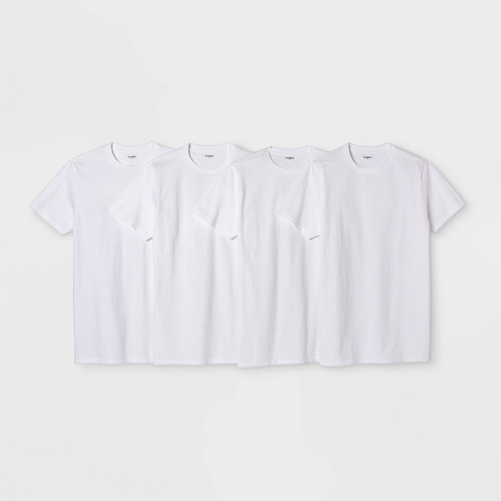 Size Small Men's Short Sleeve 4pk Crew T-Shirt - Goodfellow & Co Bright White 
