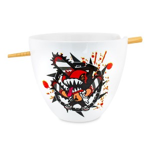 Just Funky Chainsaw Man 16-Ounce Ceramic Ramen Bowl and Chopstick Set - 1 of 4