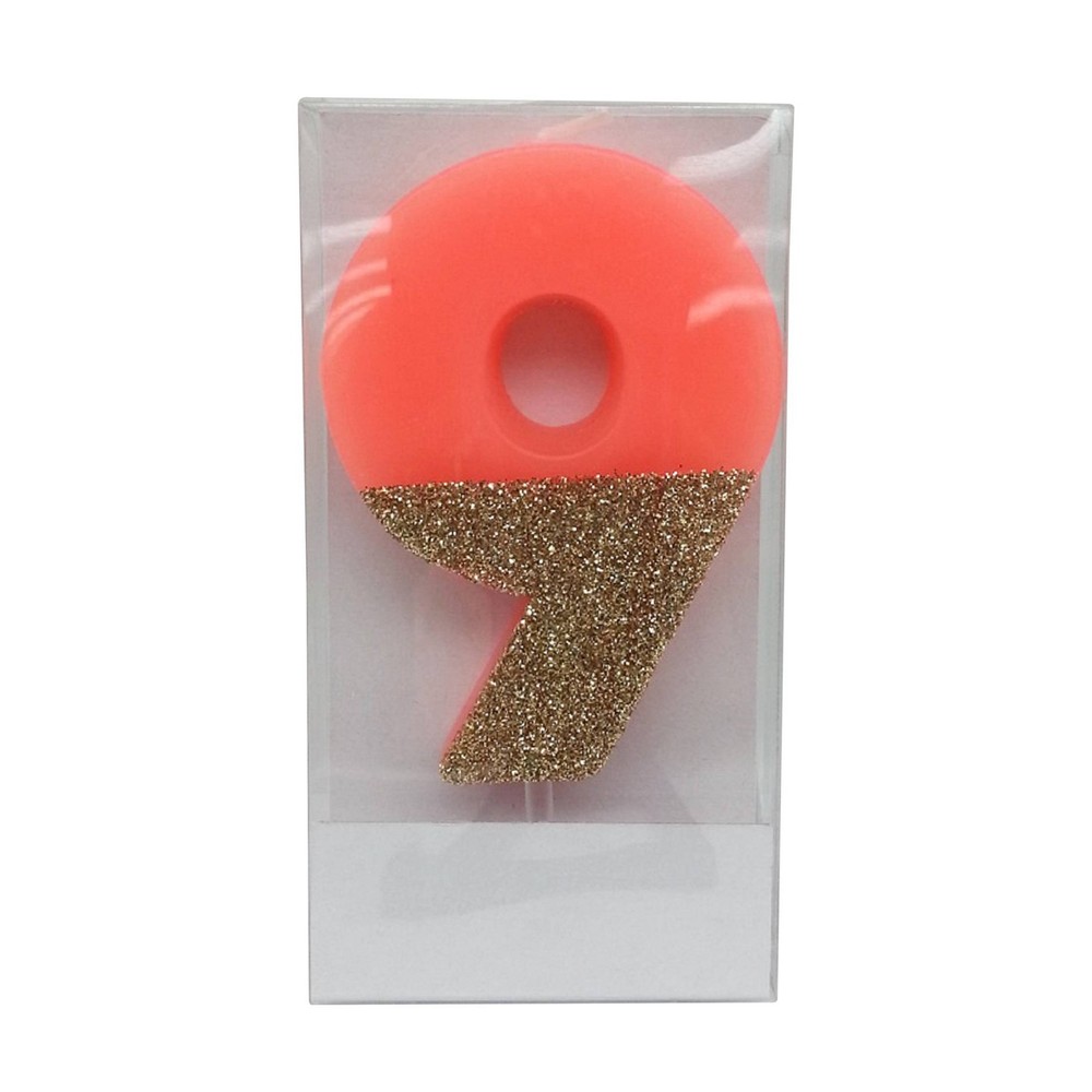 Number 9 Glitter Candle /Gold - Spritz&amp;#8482;
