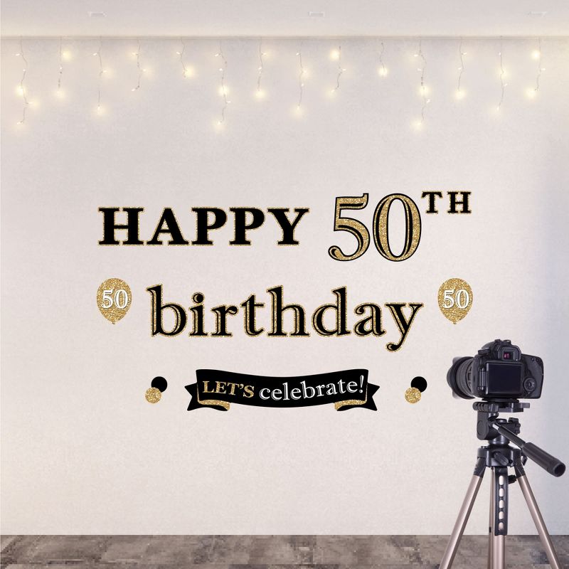 Big Dot of Happiness Adult 50th Birthday - Gold - Peel and Stick Birthday Party Decoration - Wall Decals Backdrop, 5 of 8