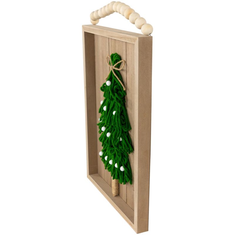 Northlight 14" Knitted Christmas Tree Wooden Framed Wall Sign, 4 of 7