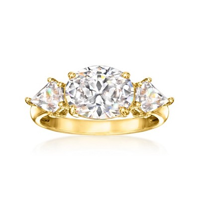 Ross-Simons 3.90 ct. t.w. CZ 3-Stone Ring in 18kt Gold Over Sterling