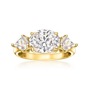 Ross-Simons 3.90 ct. t.w. CZ 3-Stone Ring in 18kt Gold Over Sterling - 1 of 4