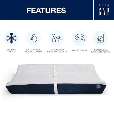 Navy and Gray Contoured Changing Pad with Cooling Cover