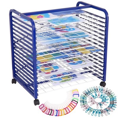 WhizMax 16 Art Drying Racks -Mobile Paint Drying Rack with Four Lockable Wheels, Ideal for Schools and Art Studios