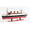 HomeRoots 5" Black and Red Solid Wood Hand Painted RMS Queen Mary Model Boat - 4 of 4
