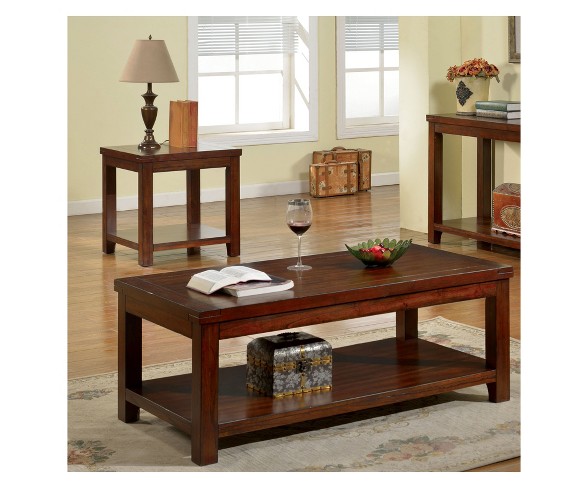 miBasics Sineca Simple Natural Wood Grain Sofa Table Dark Cherry
