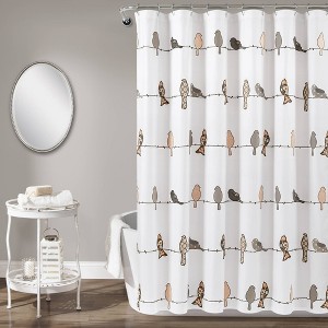 Rowley Birds Shower Curtain Blush/Gray - Lush Decor