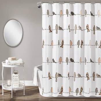Rowley Birds Shower Curtain Blush/Gray - Lush Décor