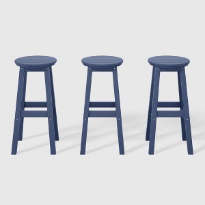 WestinTrends Malibu 29" All Weather Hdpe Outdoor Patio Round Backless Bar Stool (Set of 3) - 1 of 4
