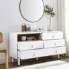 DOMETOUR 5 Drawer Wooden Storage Cabinet with Leather Handles, Modern Multifunctional Organizer for Home or Office - 3 of 4