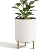 Maggift Planters, 2PCS Decorative Planter Set with Stand, Simple Design Round Flower Pot for Garden, Patio, White, 14.8" * 14.8" * 20.3" - 4 of 4