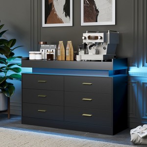 6 Drawer Dresser, Chest of Drawers for Closet with Floating LED Lights &  Charging Station, Drawer Cabinet for Bedroom, Living Room, 47.24"w black :  Target