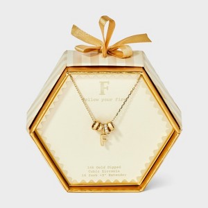 14K Gold Dipped Cubic Zirconia Rondelle Initial Necklace - A New Day™ Gold - 1 of 4