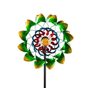 Evergreen 75"H Wind Spinner, Green Flower Center Swirl - 1 of 3