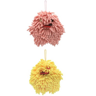 REGALWOVEN Soft Absorbent Chenille Decorative Hanging Ball Hand Towels 2 Pcs