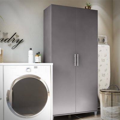 Graphite Gray Freestanding Office Storage Cabinet with Adjustable Shelving
