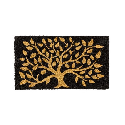 Evergreen Tree of Life Indoor Outdoor Natural Coir Doormat Home Decor