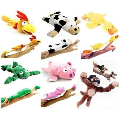 Playmaker Toys - Flying Screaming Flingshot Slingshot Animal Novelty Plush Doll Toy, Launches up to 50 Feet (Complete 6 Set)
