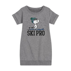 - Peanuts - Snoopy Ski Pro Graphic Short Sleeve Fleece Dress - 1 of 4