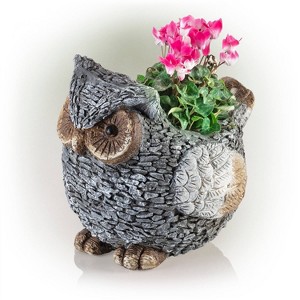 Alpine Corporation 15" Wide Polyresin Indoor Outdoor Novelty Planter Gray: Animal Shaped, Tabletop Decor, No Drainage Hole - 1 of 4