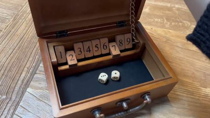 WE Games 9 Number Shut the Box Board Game in Wooden Box with Lid,  8.75 in., 2 of 5, play video