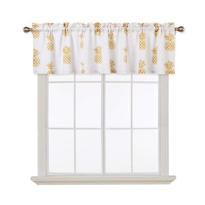 Pineapple Print Short Kitchen Valance Curtains for Small Windows