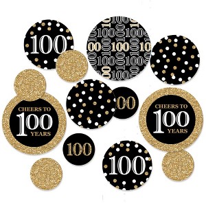 Big Dot of Happiness Adult 100th Birthday - Gold - Birthday Party Giant Circle Confetti - Party Decorations - Large Confetti 27 Count - 1 of 4
