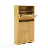 Homy Casa 3-Tier Modern Shoe Cabinet with Flip-Down Doors and Open Shelf - 4 of 4