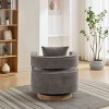 Modern Swivel Accent Chair with Open Back Comfy Sofa Chair With Weathered Base For Bedroom Living Room Upholstered Linen Arm Chair-The Pop Home - 3 of 4