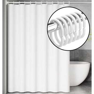 Home Mart Goods White PEVA Shower Curtain Liner Waterproof & Plastic Rings - 71" x 71"