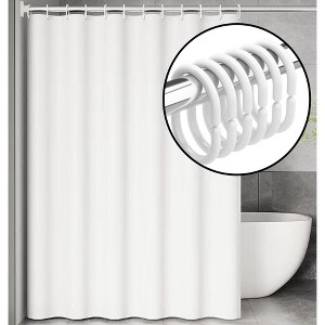 Home Mart Goods White PEVA Shower Curtain Liner Waterproof & Plastic Rings - 71" x 71" - 1 of 4