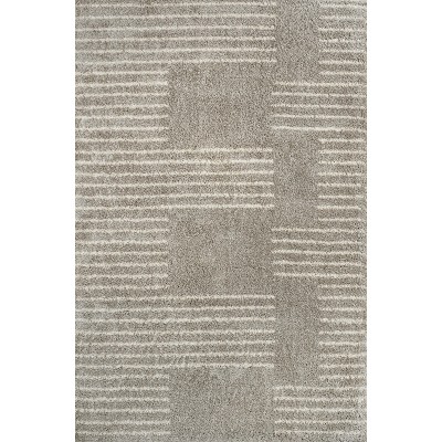 Gray and Ivory Rectangular Shag Area Rug