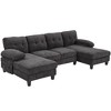 Homy Casa U-Shaped Sectional Sofa with Storage Pockets and Armrest Pillows, Modern 6-Seat Living Room Couch,Black - 4 of 4