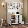 KTMBDW Kitchen Pantry Storage Cabinet, Modern Buffet Cabinet, Tall Kitchen Hutch with Microwave Stand, Wine Rack for Dining Room, White - 3 of 4
