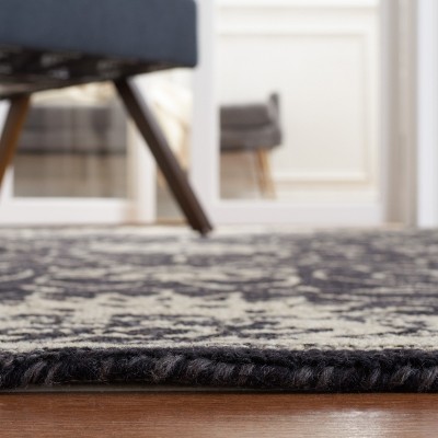 Jardin Black and Ivory Floral Hand-Tufted Wool Rug