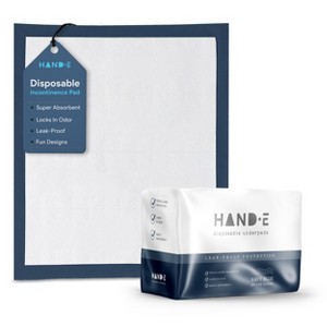 Hand-E Navy Blue Disposable Underpads, Leak proof Incontinence Bed Pads, 17" x 24" - 1 of 1
