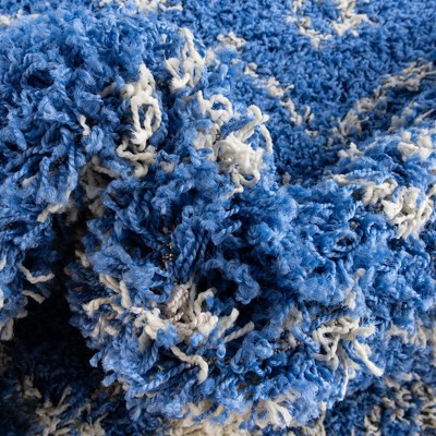 Periwinkle Blue Square Synthetic Trellis Shag Area Rug