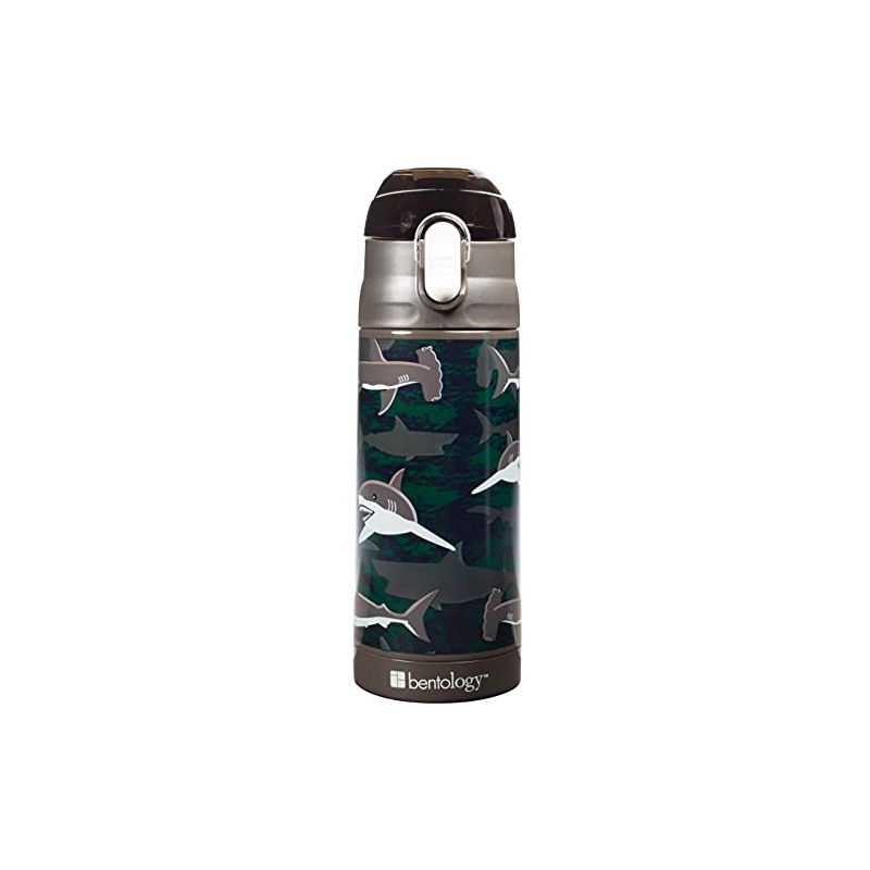 Bentology Stainless Steel 13 oz Shark Insulated Water Bottle for Kids, 1 of 2