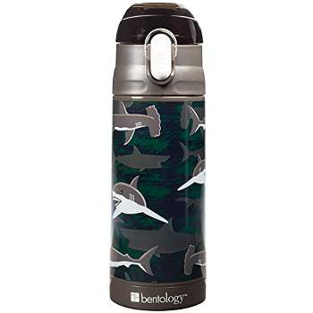 Bentology Stainless Steel 13 oz Shark Insulated Water Bottle for Kids