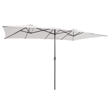 Costway 15FT Double-Sided Patio Market Umbrella Large Crank Handle Vented Outdoor Twin