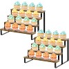 Hachikiko 4-Tier Rustic Wood Cupcake Stand - Wooden Stepped Display Riser for Cupcakes, Perfume, Spices, Cosmetics - 2 of 4