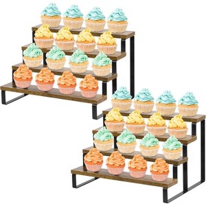 Rustic Wood Cupcake Stand,4 tier Wooden Cupcake Display Riser,Stepped Display Stand for Cupcakes,Perfume,Cologne,Spiece and Other Small Items - 1 of 4