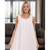 ADR Women's Cotton Nightgown, Sleeveless Lace Trimmed Button Up Long Vintage Night Dress Gown - 4 of 4