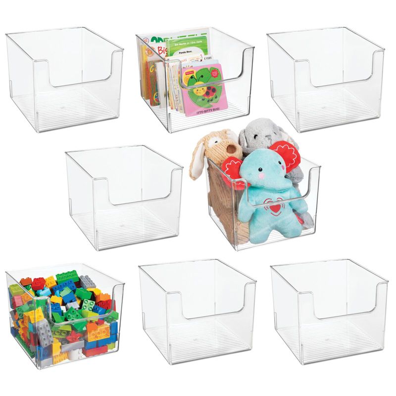 mDesign Plastic Toy Storage Bin with Front Dip for Kids Playroom, 1 of 9
