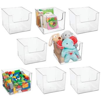 mDesign Plastic Toy Storage Bin with Front Dip for Kids Playroom